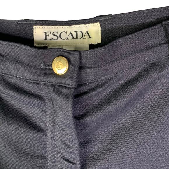 ESCADA Pants Women 10 Black Straight Leg Cotton Jean High-Rise Trouser Stretch - Picture 2 of 7